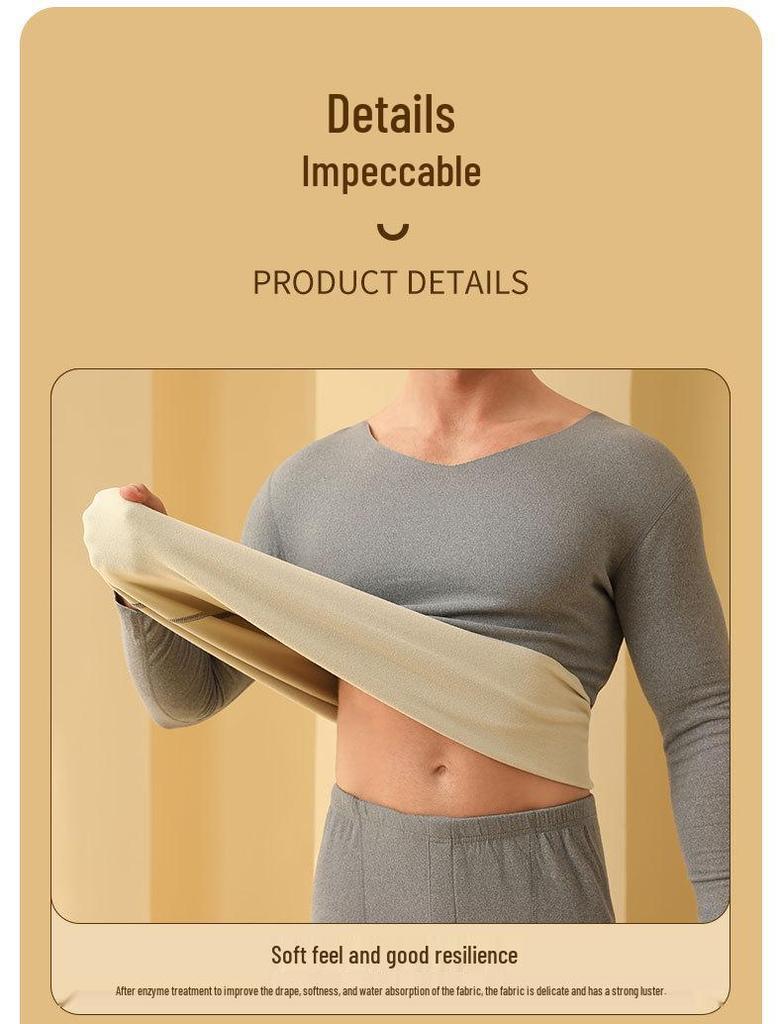 Men's & Women's Seamless Fleece-Lined Thermal Underwear Set for Autumn & Winter