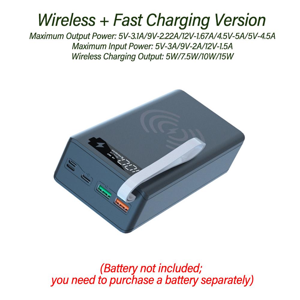 Detachable 14 Cells No Welding 18650 Battery Box Power Bank Kit DIY Mobile Power Supply Shell Module Wireless Charging Function