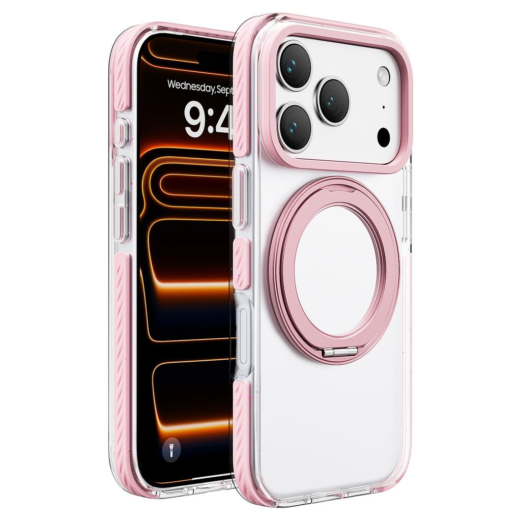 For iPhone 17 Pro Case Rotating Kickstand TPU + TPE Phone Cover Compatible with MagSafe