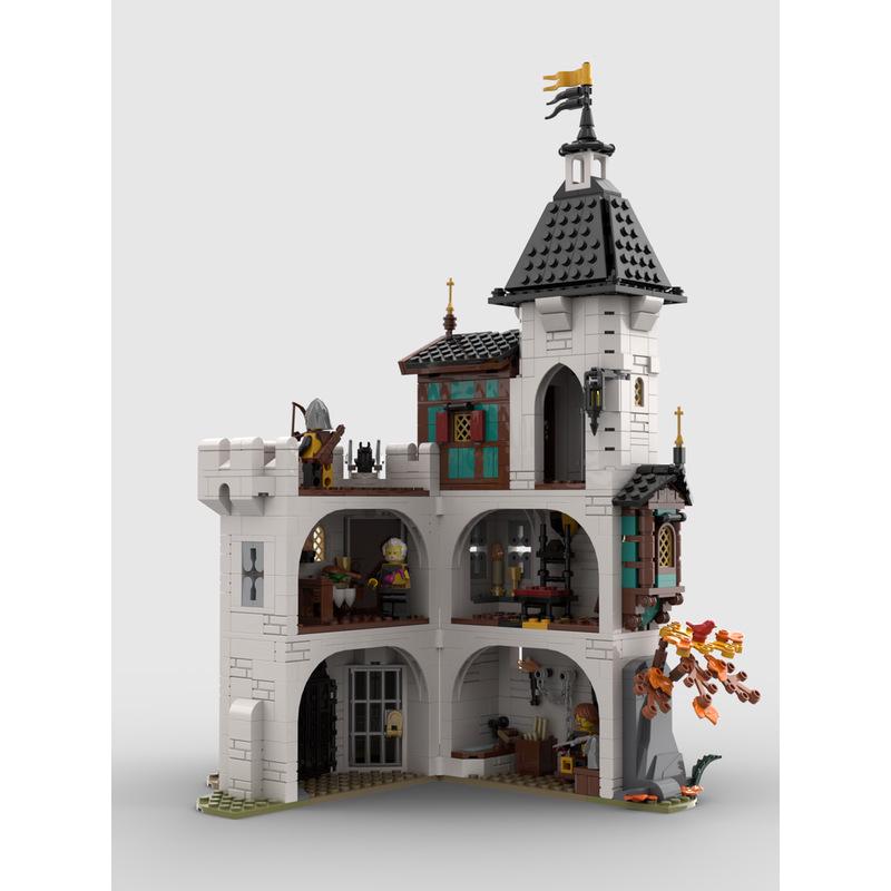 

White Pagoda Medieval Architecture Lego-Compatible Creative Toy Model for Kids