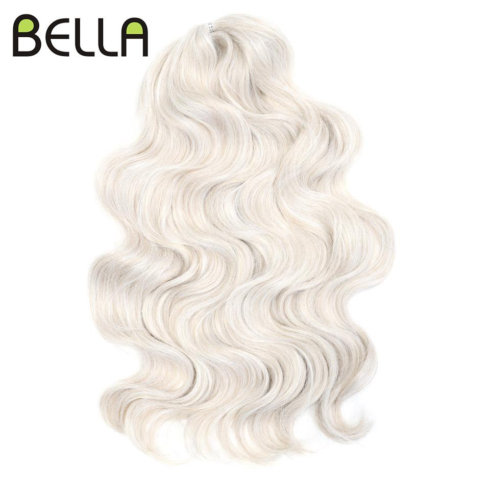 BELLA 24 Zoll Body Wave Häkelhaar 3 Stück Synthetisches Haar Zöpfe Kunsthaar Ombre Blond Braun Natürliche Flecht-Haarverlängerungen