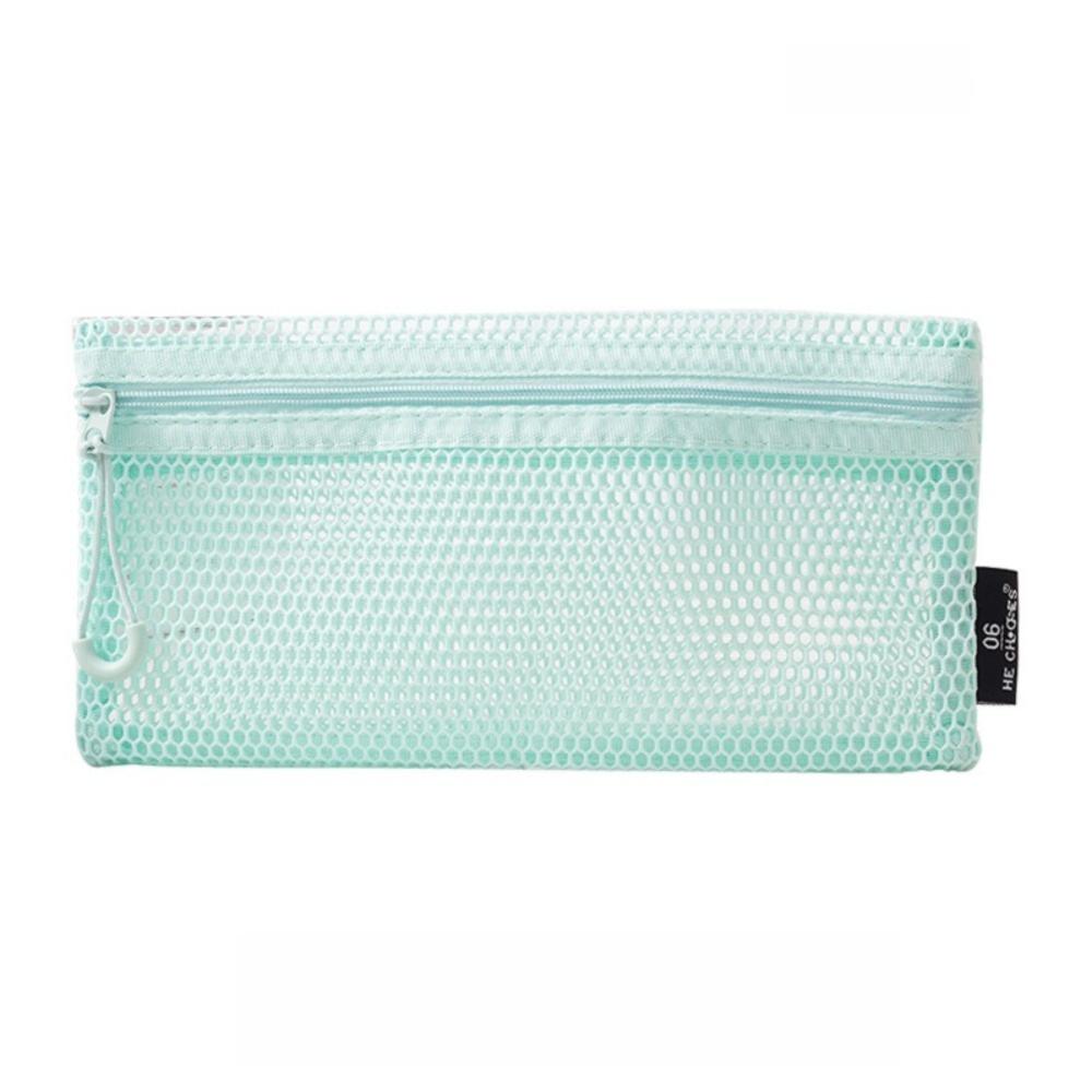 

Mesh Cosmetic Bag Dopamine Zipper Coin Purse Fashion Student Pen Pouch for Women Girls зелений