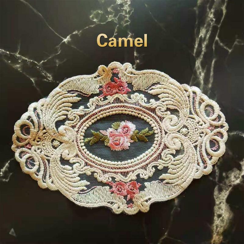 European Oval Lace Embroidered Coaster Bedroom Study Kitchen Cup Table Mat Food Fruit Plate Cover Cloth Christmas Decoration for Home