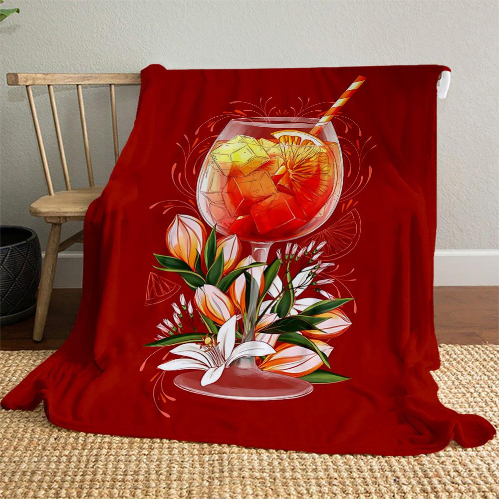 1PC cocktail flowersOutdoor Flannel Blanket - Soft Plush Decor for Picnics, camping, Bedroom, Playroom, Office, or Lunch Break 1340A