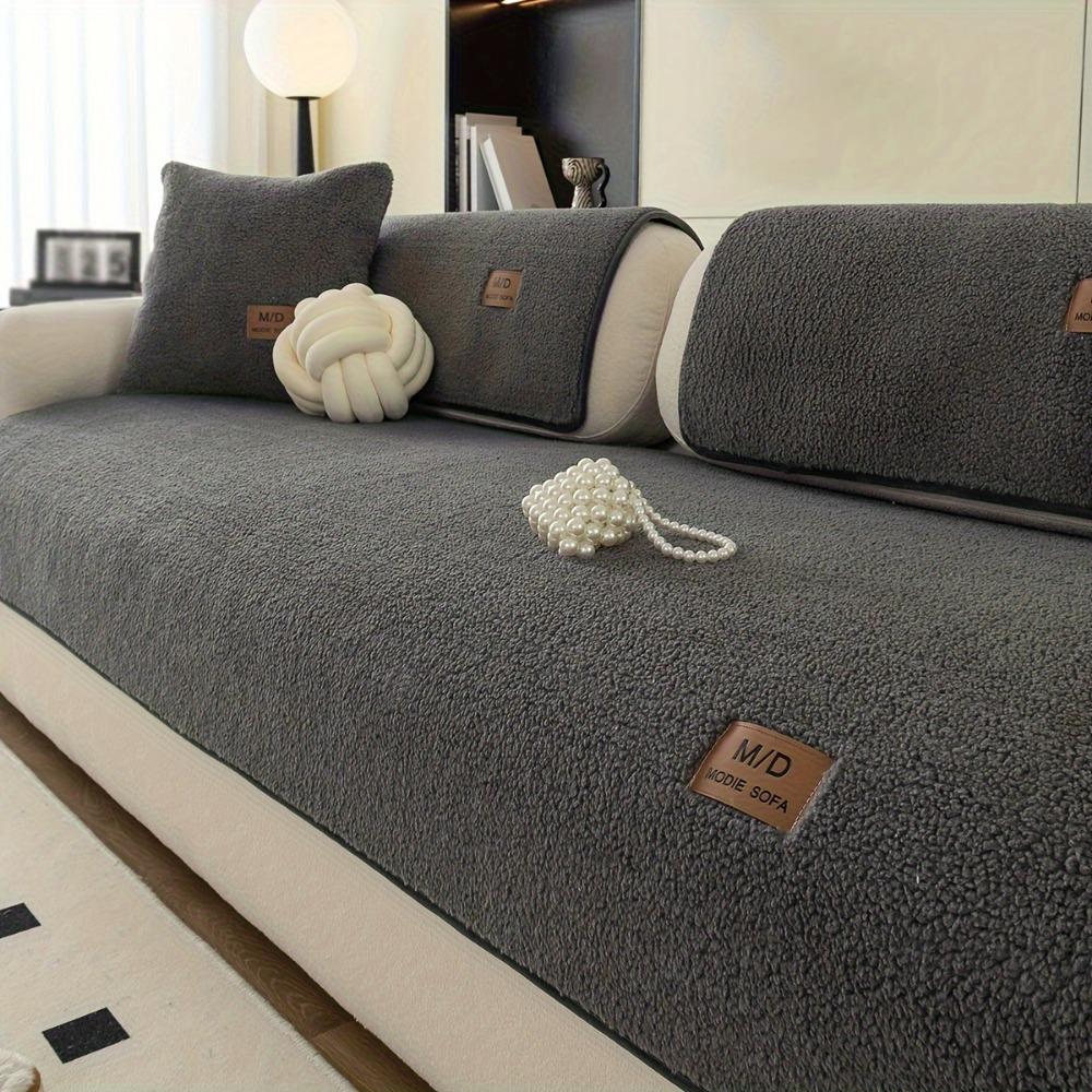 1pc Plush Sofa Slipcover/Pillowcase, Thickened Couch Cover Four Seasons Universal Furniture Protector for Bedroom Office Living Room Home Decor