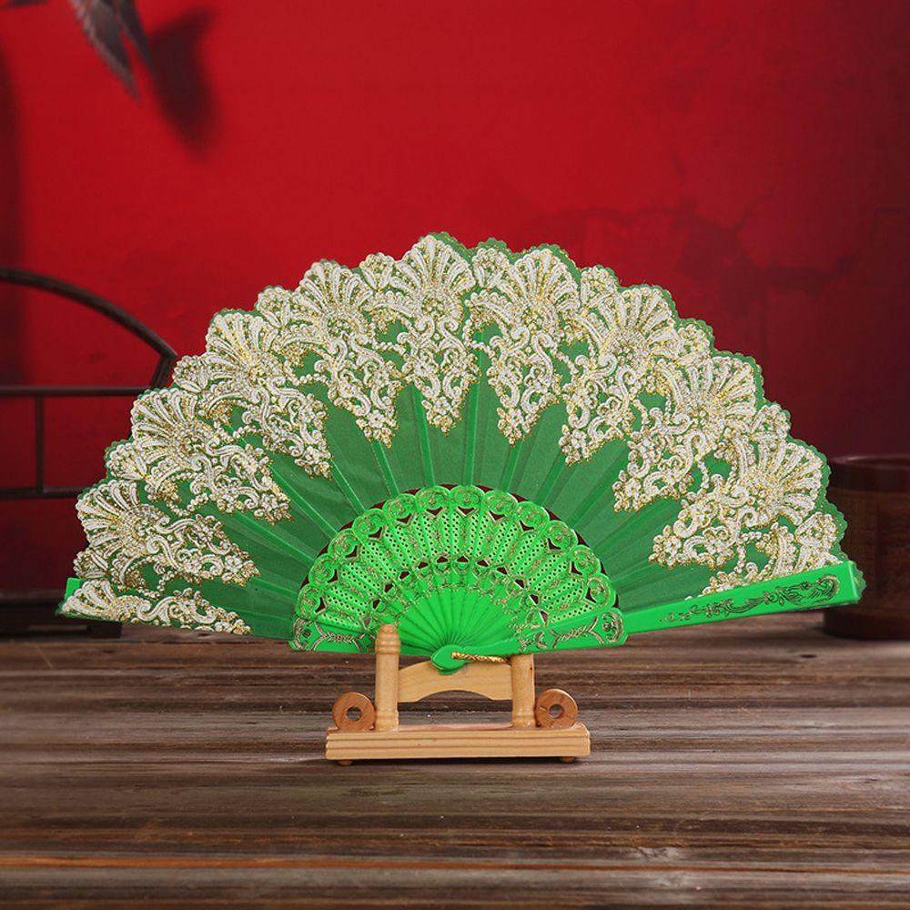 Folding Plastic Gold Powder Craft Hot Stamping Photo Prop Tool Hand Held Fan Folding Fan Dance Fan