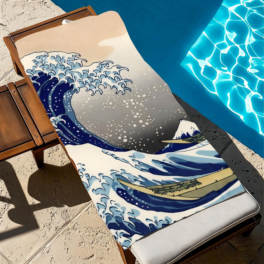 Towel Microfiber Beach Towel, Quick-Dry, Sand-Free, Ultra-Fine Fiber, Super Soft. T-The Great Wave Off Kanagawas