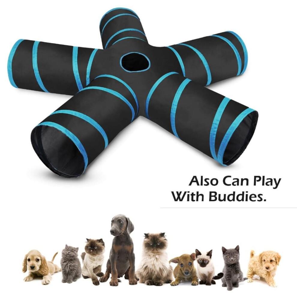 Paw-some Playground, Dangling Ball Toy Delight, Portable Cat Tunnel For Your Feline's Daily Dose Of Fun, Interactive Peek Hole, S-Shape Tunnel, Safe a
