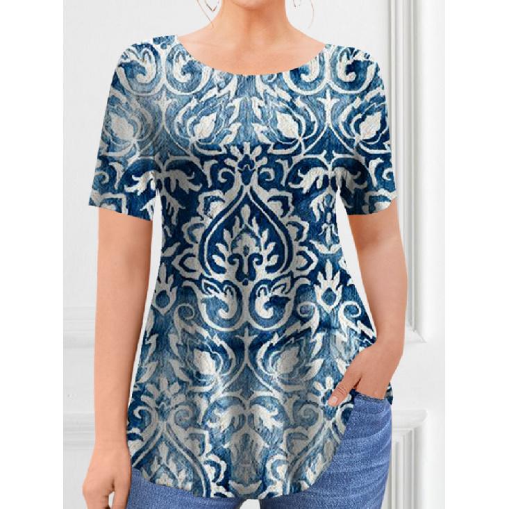 New Women's T-Shirts Spring Clothing Floral Graphic O-Neck Pullovers Short Sleeve Tops Streetwear Oversized Apparel Ladies