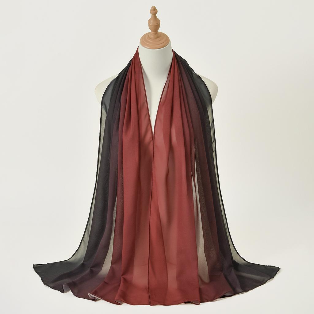 Summer Women Gradient Chiffon Hijab Scarf Long Shawl Muffler High Quality Fashion Muslim Headband Neckerchief 180*70Cm