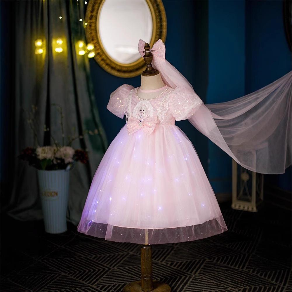 2024 Summer Light-Up Princess Elsa Frozen Dress for Girls
