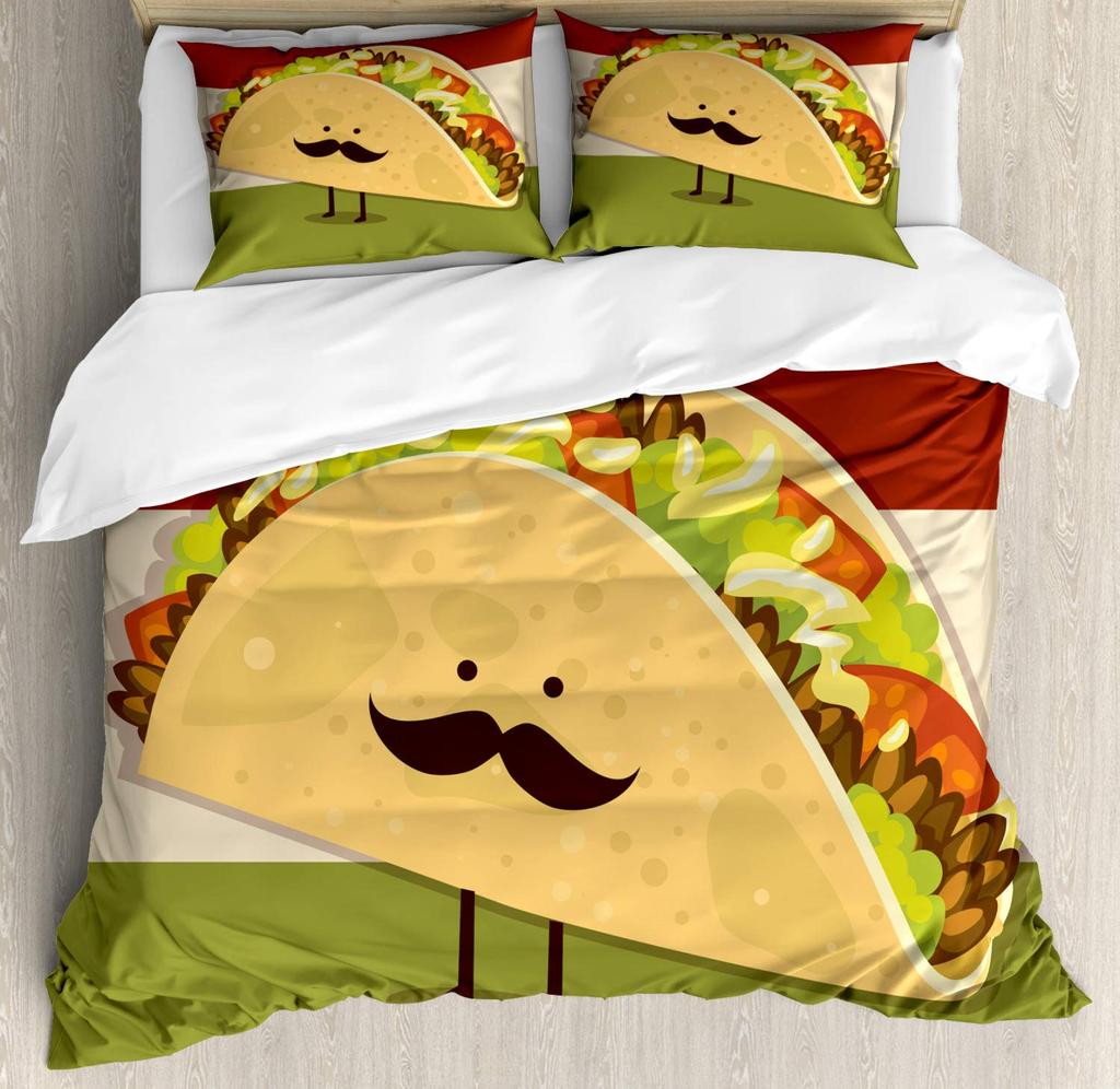 Cartoon Food Duvet Cover Set Melting Ice Cream Cones Decorative Bedding Set with Pillowcase Kids Women Holiday Gift Duvet Cover