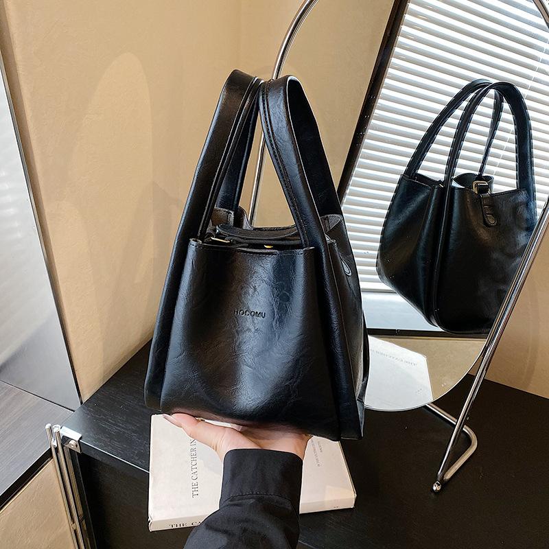 

Premium retro handbag bag women s new fashion niche design shoulder crossbody bucket bag чёрный
