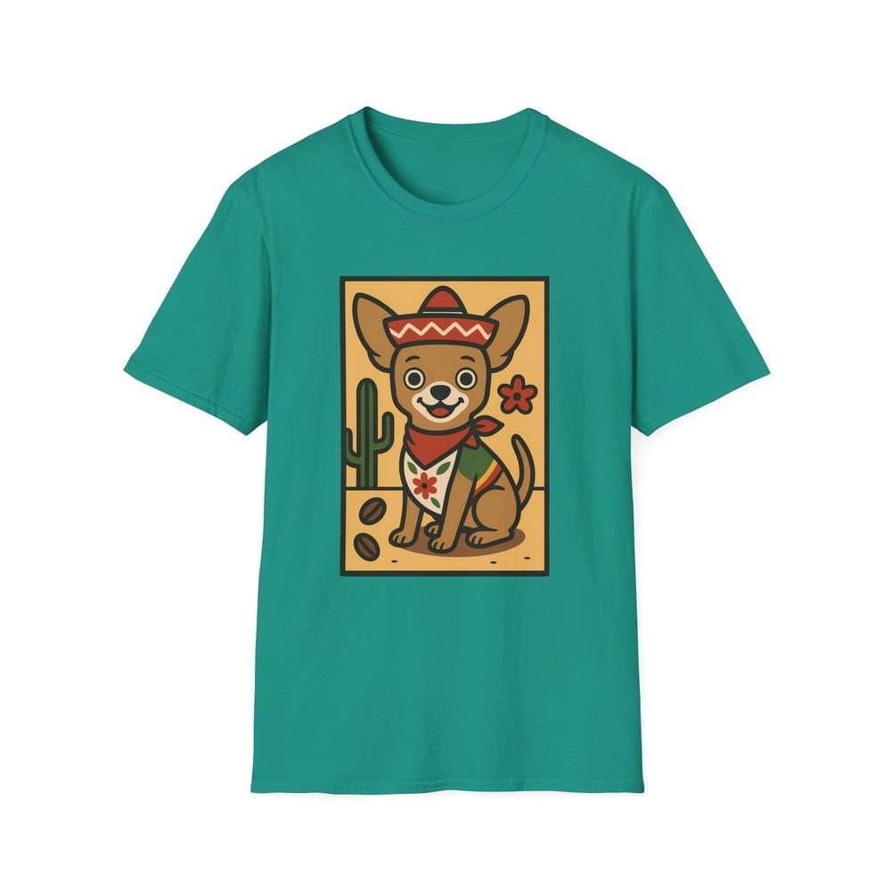 

Unisex Softstyle T-Shirt Mexican Chihuahua Sombrero Cactus Joyful Pup Tee S