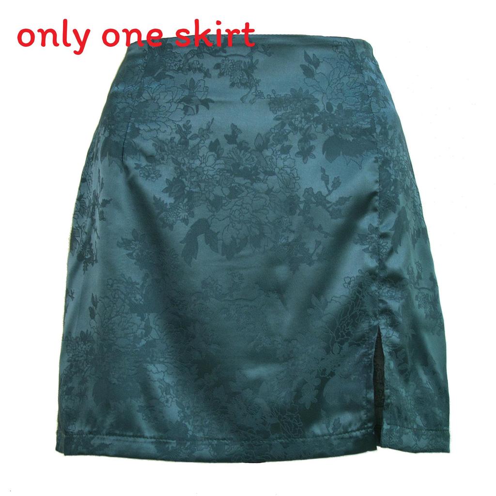 Elegant Floral Pattern Satin A Line Short Skirt With Zipper For Summer Women
