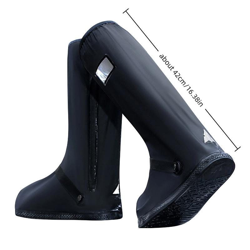 1Pair Rain Boot Shoe Cover Black Waterproof Reflective High Top Reusable Motorcycle Cycling Bike Clear Wear Shoes Dust Covers