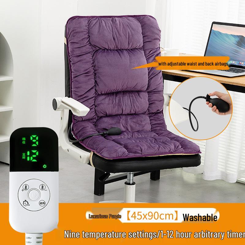 Pernă Scaun Birou Încălzită cu Spătar - Pad Electric de Încălzire pentru Toamnă și Iarnă
