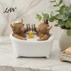 Rustic Bathroom Countertop Accessory Highland Cow Figurine, Cows Toasting In Bathtub Resin Statue, Farmhouse Accessories Cute Farm Animal Tabletop