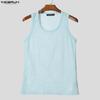 INCERUN Summer Men Sleeveless Lace Mesh Sheer Casual Fitted Tank Tops Vest