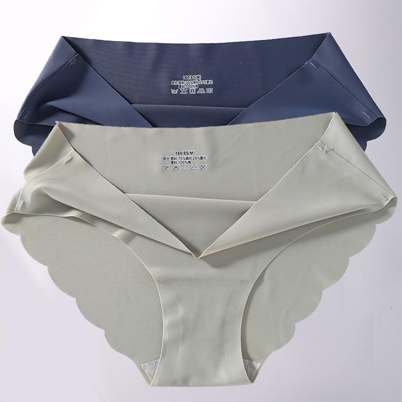 2 Stück/Set M-XL Nahtlose Eis-Seide Sexy Damen Slips Pantys 7 Unifarben Atmungsaktive Pantys Unterwäsche Für Mädchen Dessous