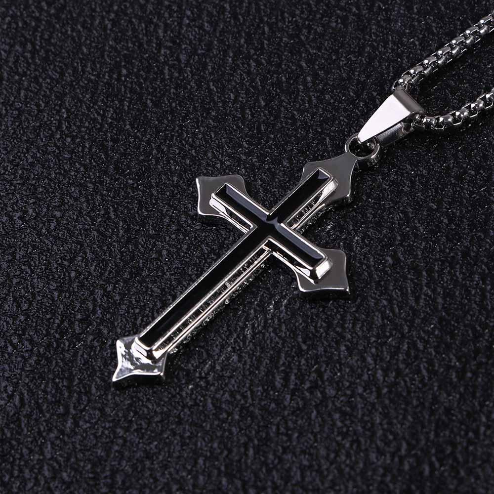 Hollow Street Style Stainless Steel Men Necklaces Clavicle Chains Cross Pendants Cross Necklaces