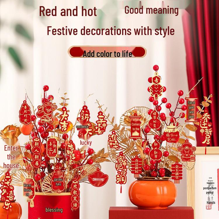 Housewarming Fortune Fruit Bucket Ornament Set - New Home Ceremony Essentials Complete