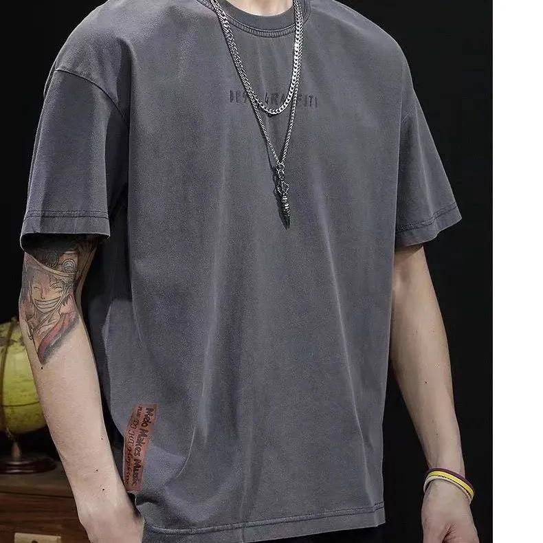 Ins Fashion Men's Short Sleeves T-shirt O-neck Cotton Casual Pullovers Tee