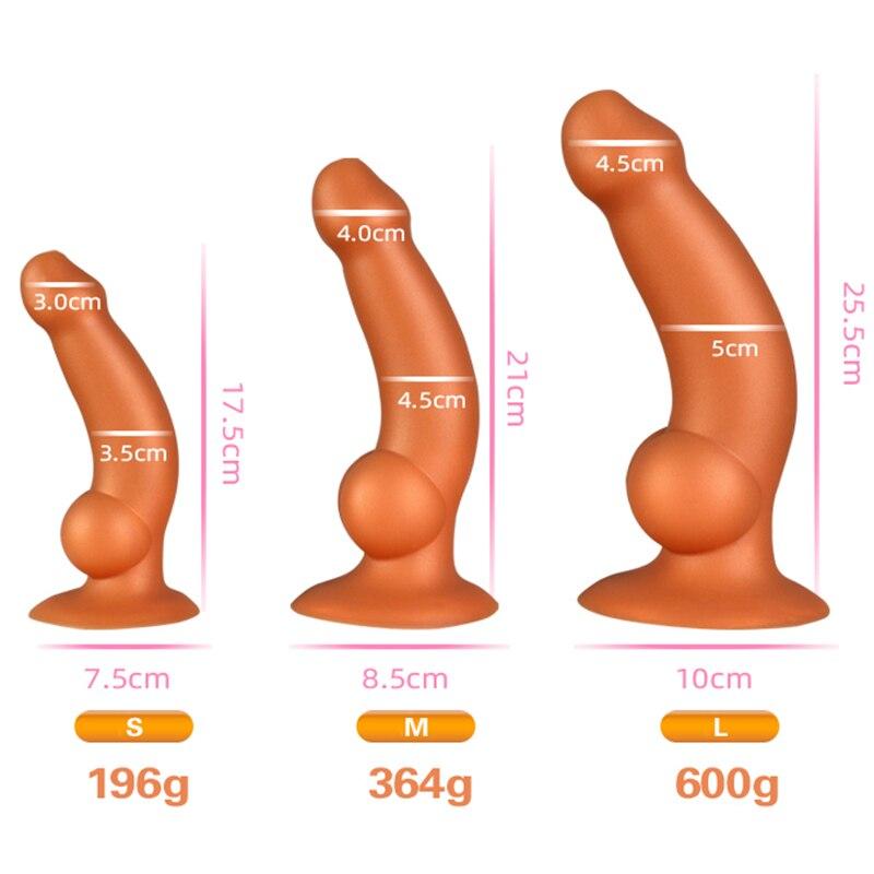 Liquid Silicone Anal Dildo with Suction Cup Soft Realistic Dick Penis Female Masturbator Big Butt Plug Sex Toy for Women Lesbian