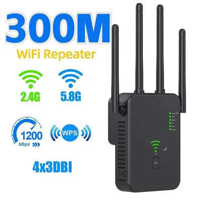 Ripetitore WiFi wireless 300Mbps Amplificatore WiFi Ripetitore di segnale Dual-Band 2.4G 5G Extender Wi-fi 802.11ac Gigabit WPS Router di rete con 4 antenne