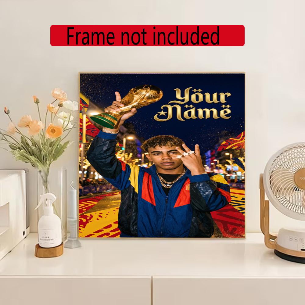 Lamin Yamal Customize Text Diamond Painting Round Diamond Mosaic Suitable For Beginners Diamond Painting Rhinestones Gift Frameless