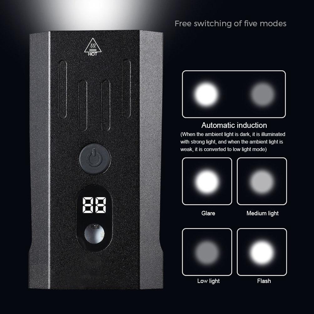 Super Bright Bike Front Light 800lm Rechargeable Auto Sensing Bike Headlight with 5 Light Modes for Cycling Hiking