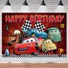 Kids Cars Happy Birthday Backdrop Party Photography Background Banner Decor