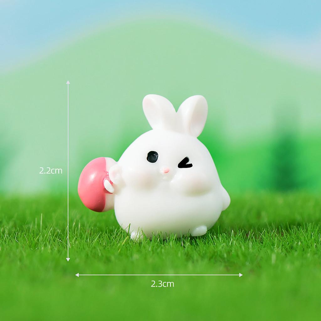 Adorable Resin Miniature Fat Bunny Figurines Diy Desktop Decor Cute Cartoon Style