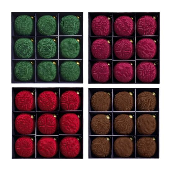 9Pcs Velvet Christmas Ball Ornaments Retro Shatterproof Baubles Elegant Winter Holiday Decorations for Home Indoor Outdoor Celebration