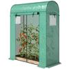 Tomato Greenhouse Foil Greenhouse with Roll-up Door Mesh Window Arched Roof 170 x 68 x 200 cm Green