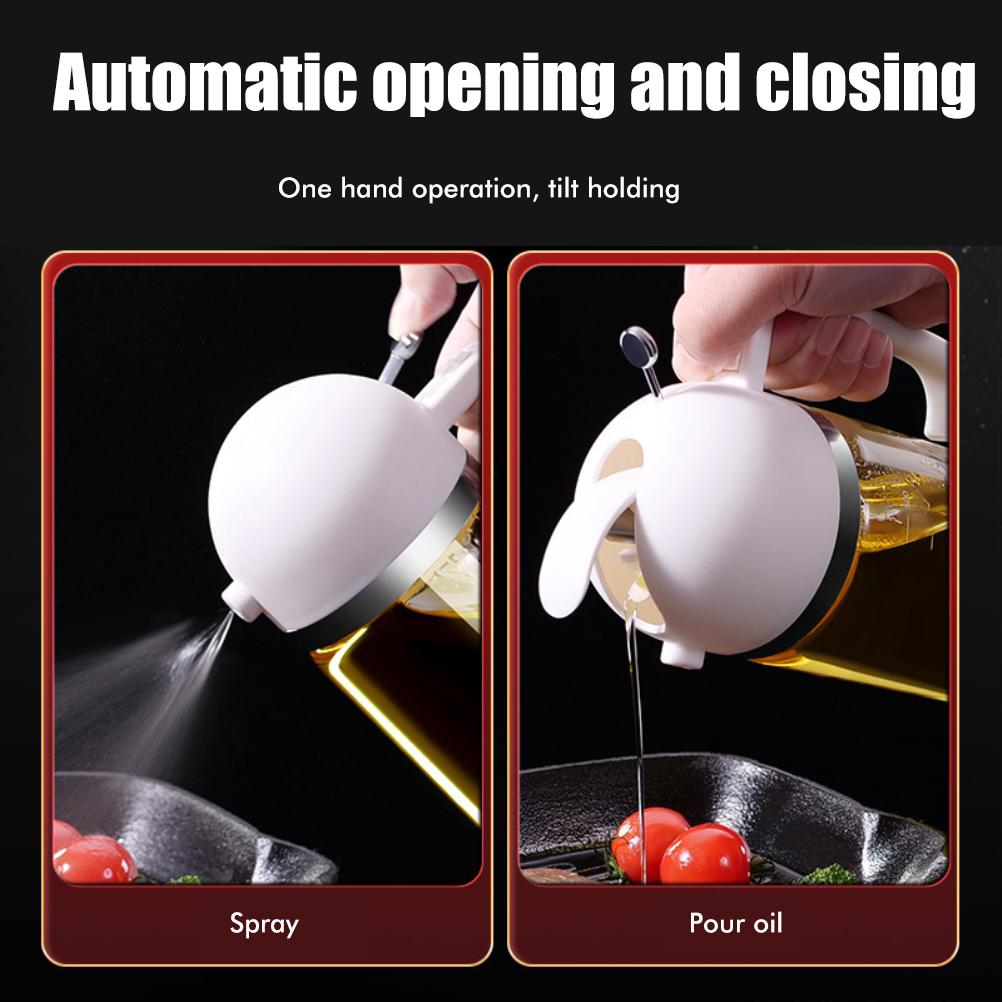 2 In 1 Glass Oil Sprayer Olive Oil Dispenser Press Type Dispenser for Cooking Kitchen Barbecue