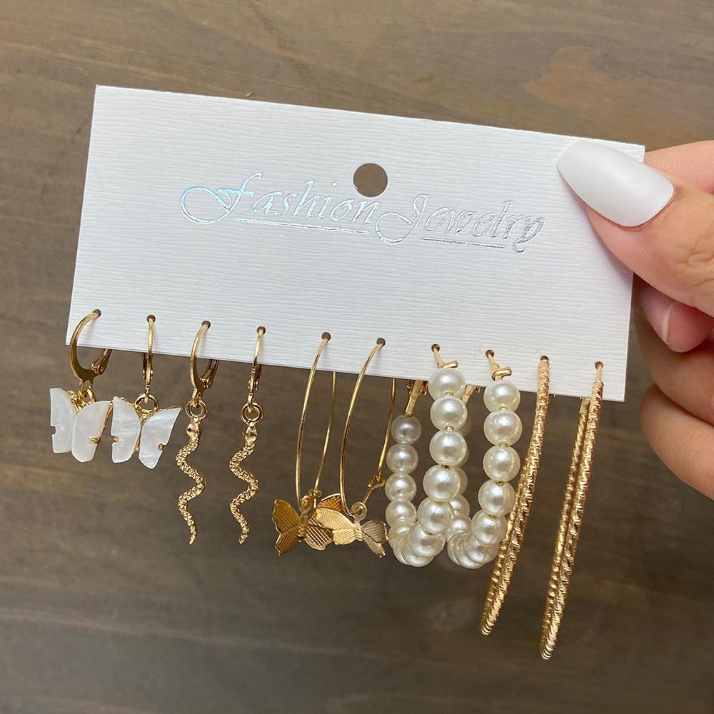 IF ME Korean Butterfly Pearl Stud Earrings Fashion Leopard Hoop Earring Women Jewelry Accessories