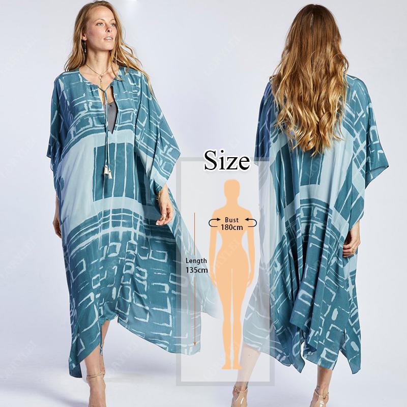 Cover-ups Sommer Dame Beachwear Kaftan Beach Dress Black Cotton Tunika Badedrakt Cover Up
