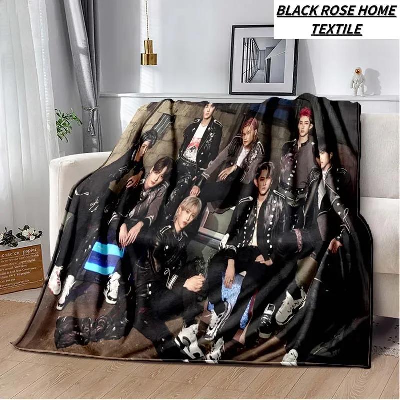 Manta con estampado de Arte de moda KPOP stray-kids Idol, sof de sala de estar, manta de felpa suave para dormir, Sbana de