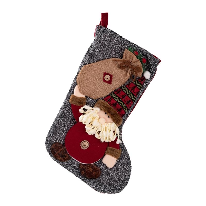 Holiday Stocking Reusable Decorative Sock for Gift Storage Sturdy Materials Christmas Decoration Simple Installation