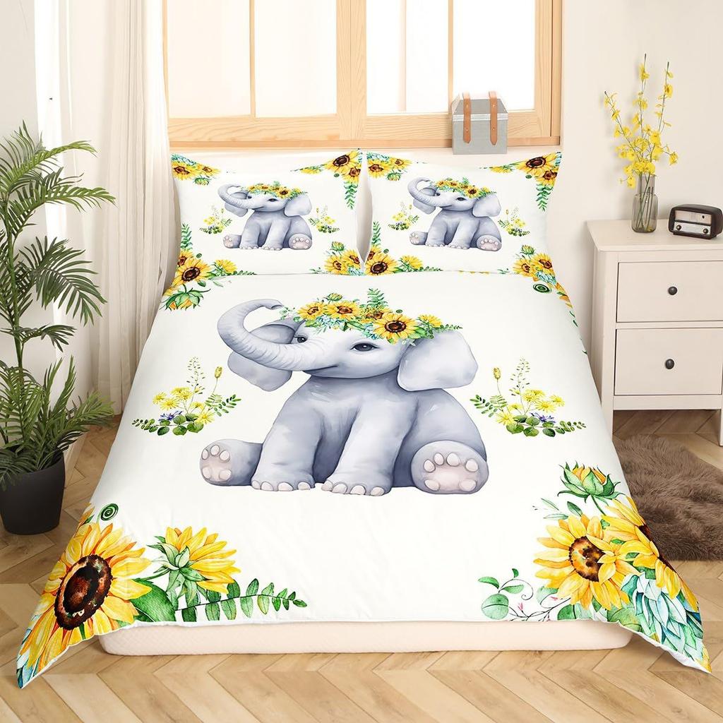 Color Elephant 3D Bedding Home Textiles Three-piece Set Bedding Duvet Cover