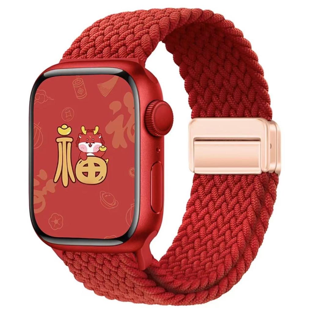Geflochtenes Solo Loop-Armband aus Nylon für Apple Watch Band Ultra2 49 mm 9 8 7 41 mm Metall-Magnetarmband 45 mm 6 5 4 SE 44 mm verstellbarer elastischer iWatch-Gurt