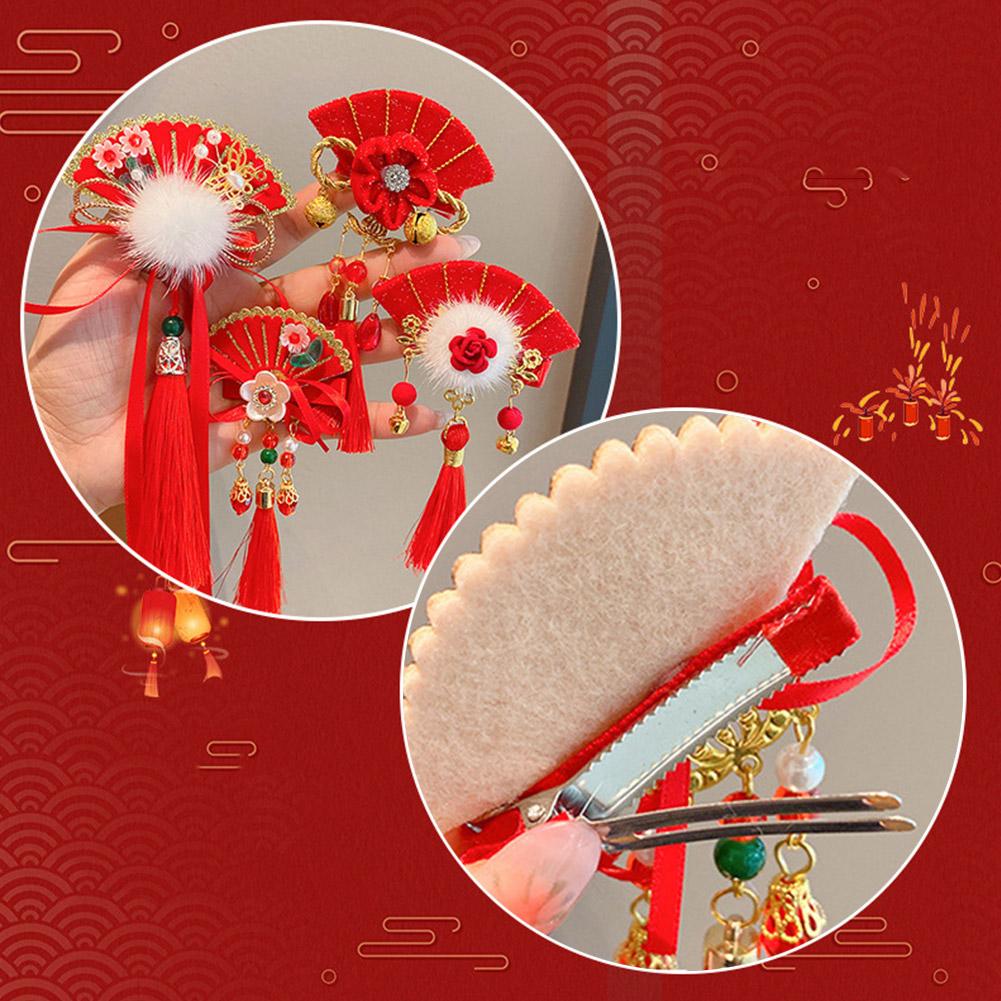 Chinese Style Children's Hair Band Red Bow Hair Clips Hair Pins Year Accessories Hair New Kids G8S8