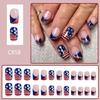 Independence Day French Tip Press on Nail Short Square Fake Nail Glues on Nail Artificial False Nail for Nail Decors