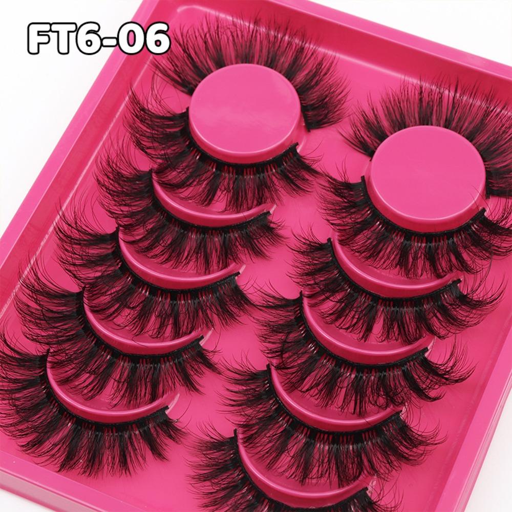 6 Pairs 3D Faux Mink False Eyelashes Black Band Eye Lashes Handmade Lashes Eyelash Extension