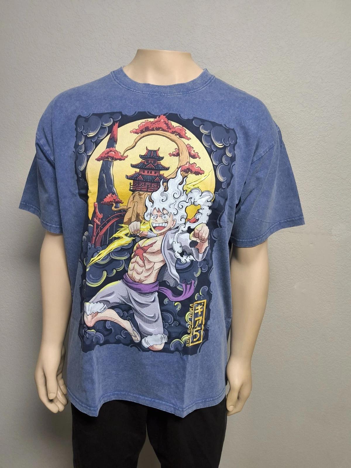 

Anime Graphic Character of Monkey D. Luffy Sun God Nika S/S T-shirt Adult SZ L S