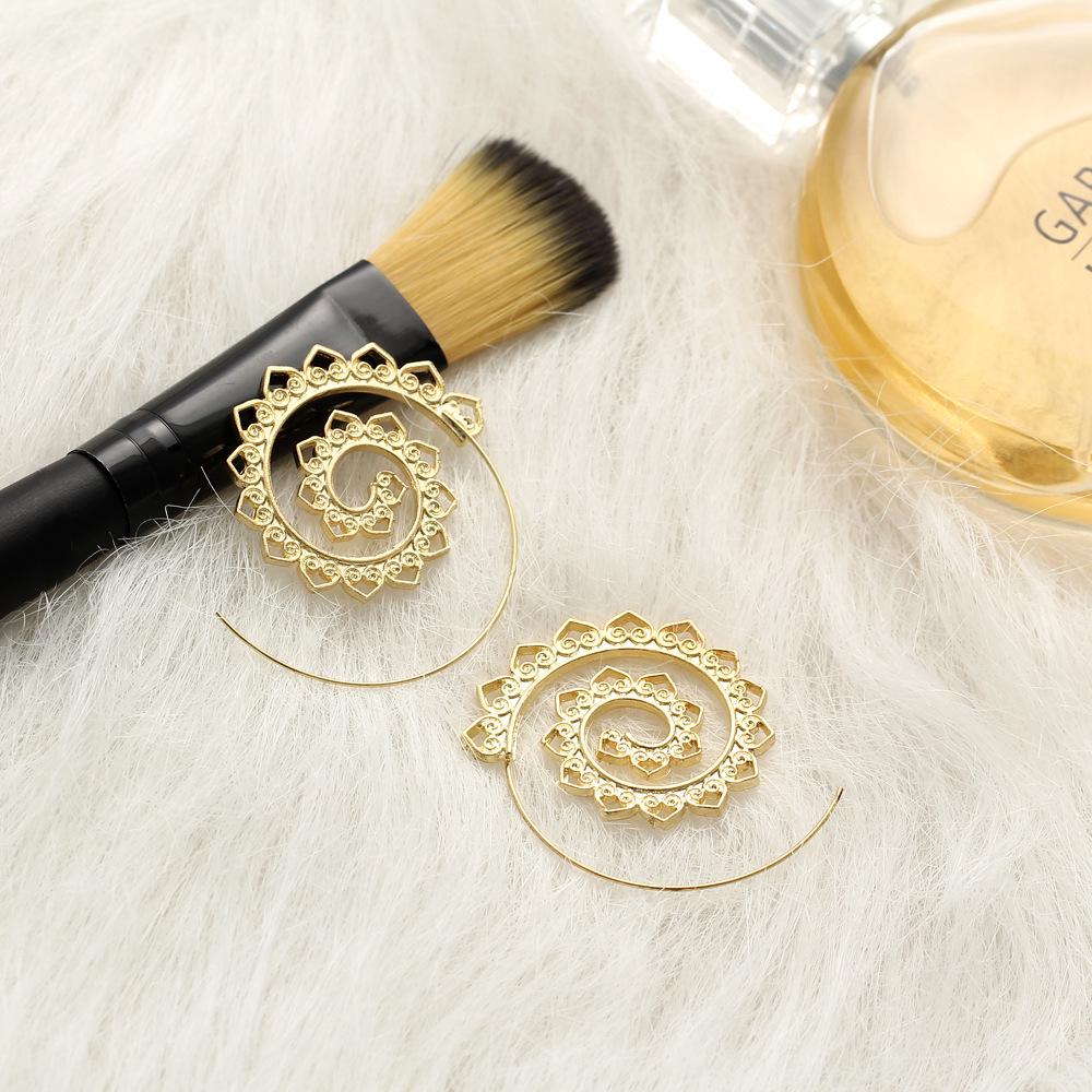 1 pair Women Bohemian Round Spiral Drop Earrings Big Ethnic Punk Fashion Earrings