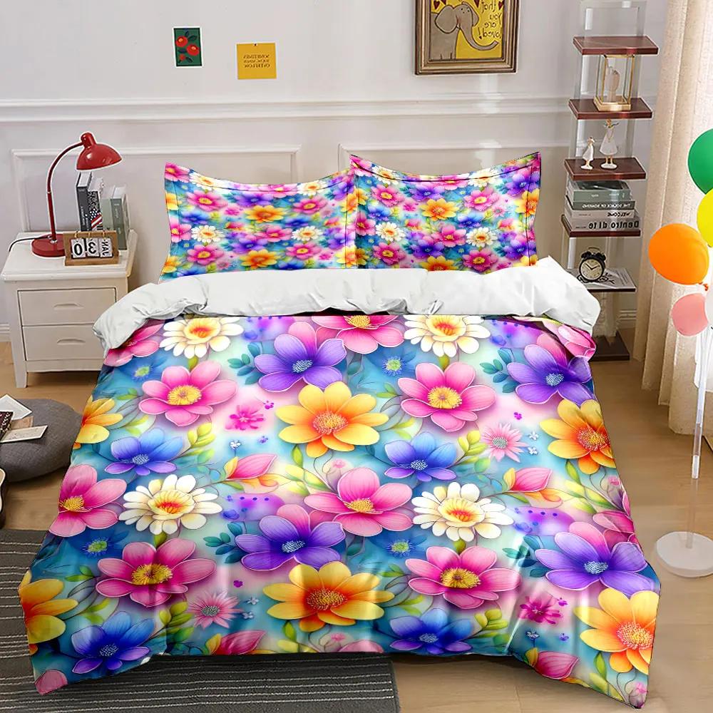 "Floral Print Three-Piece Set" Multiple sizes kid's and adults' bedroom Exquisite 3PC bedding set, gift
