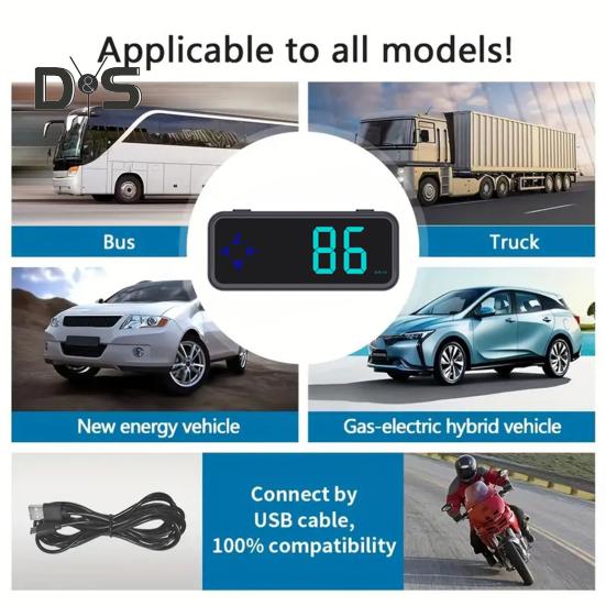 Mini LED digitální rychloměr GPS auto HUD head-up displej mph/kmh univerzální pro všechna vozidla GPS modul pro zrychlení a brzdění testování