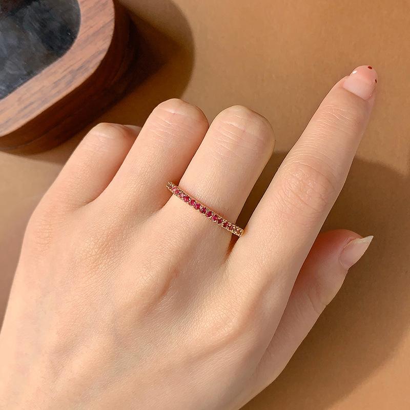 Fashionable Zircon And Red Corundum Rings For Women Elegant Couple Band Jewelry Stylish Finger Ring Gift For Her